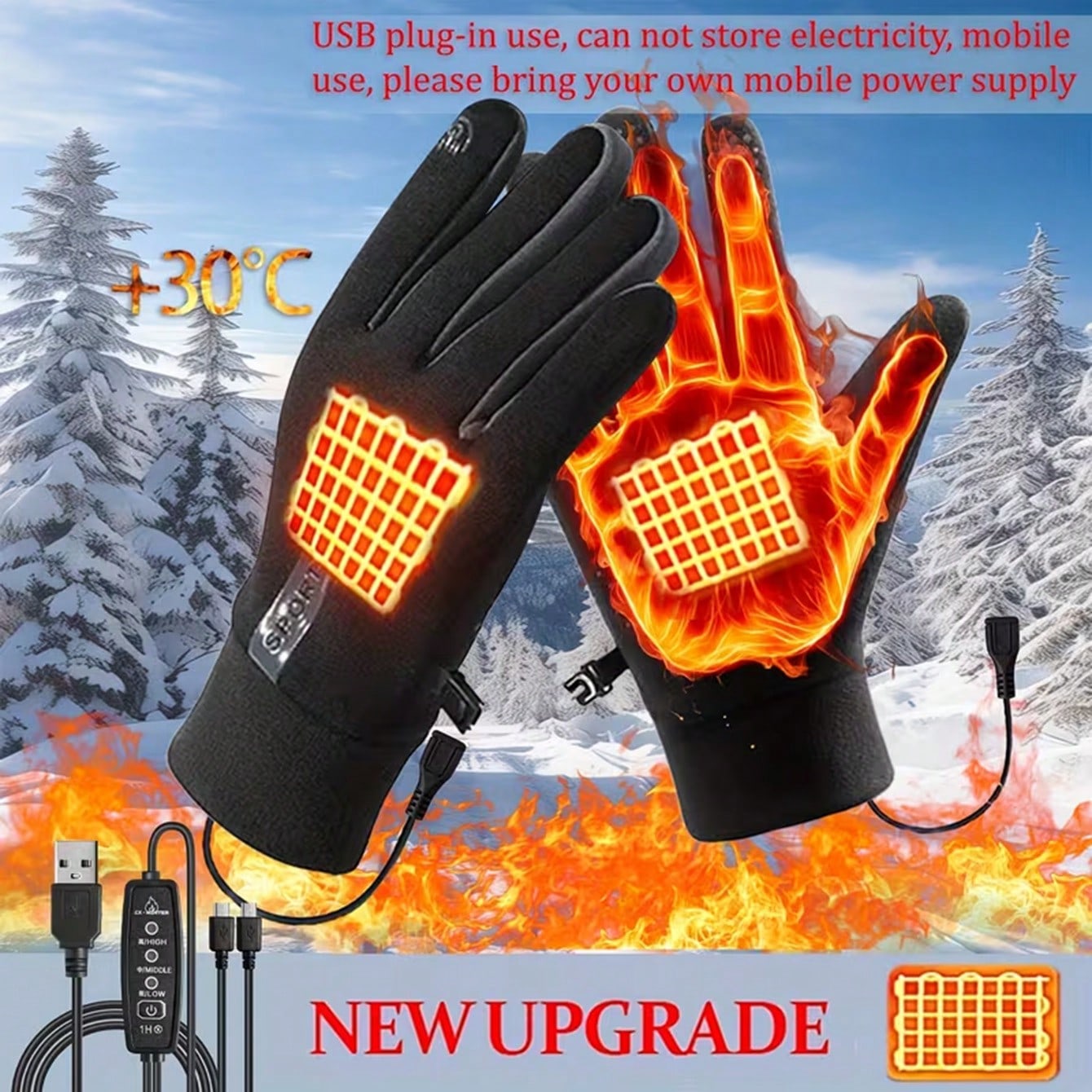 Cycling Commute Essentials - Batterijloze verwarmde handschoenen | Dubbelzijdige snelle