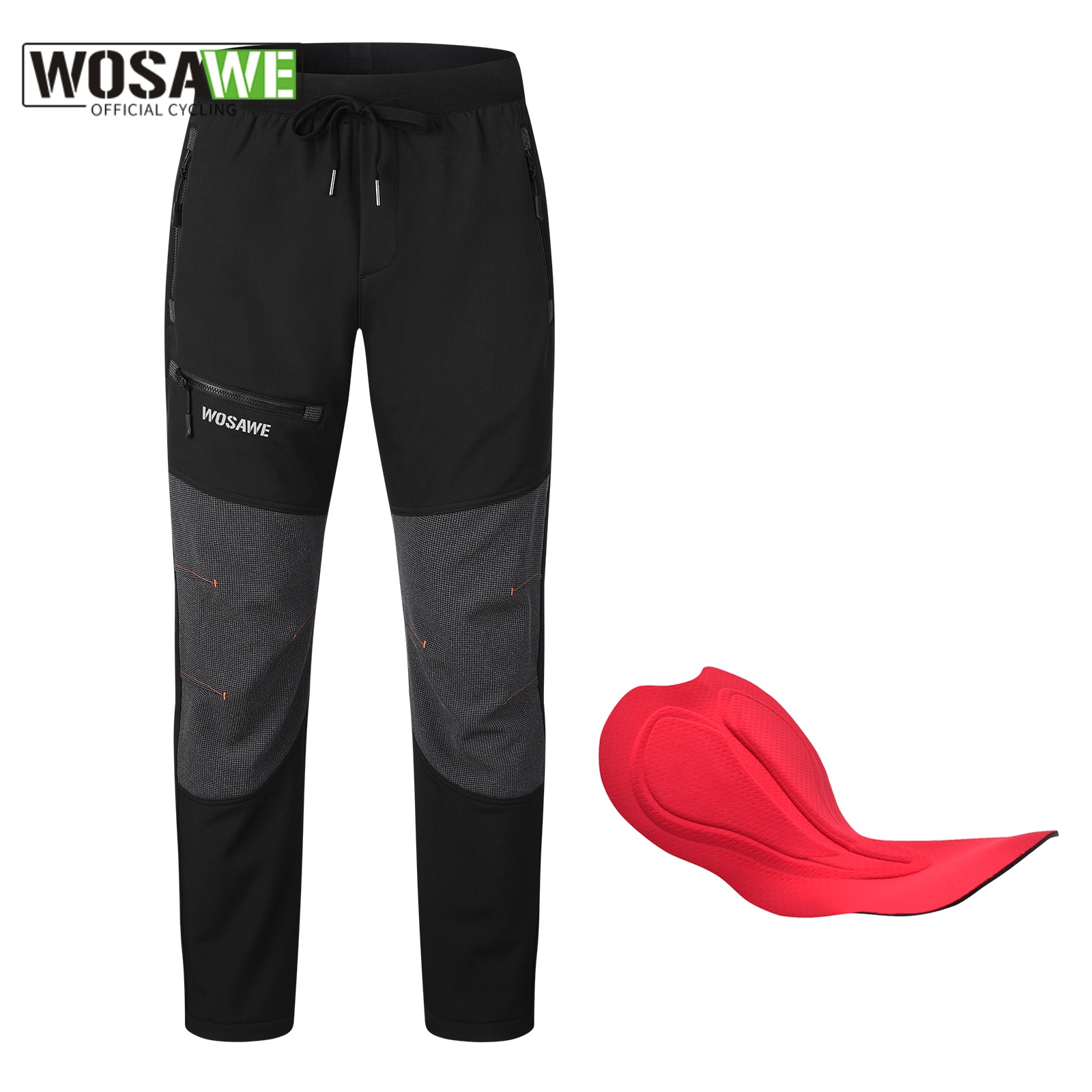 Cycling Commute Pants - WOSAWE Heren gevoerde fietsbroek, winter mountainbikebroek,